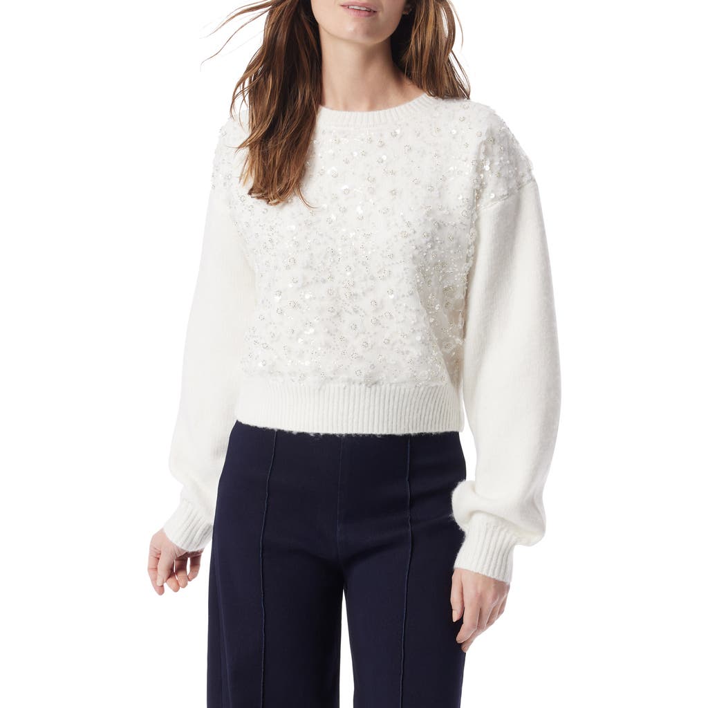 Do By Dee Ocleppo Sequin Overlay Crewneck Sweater In White