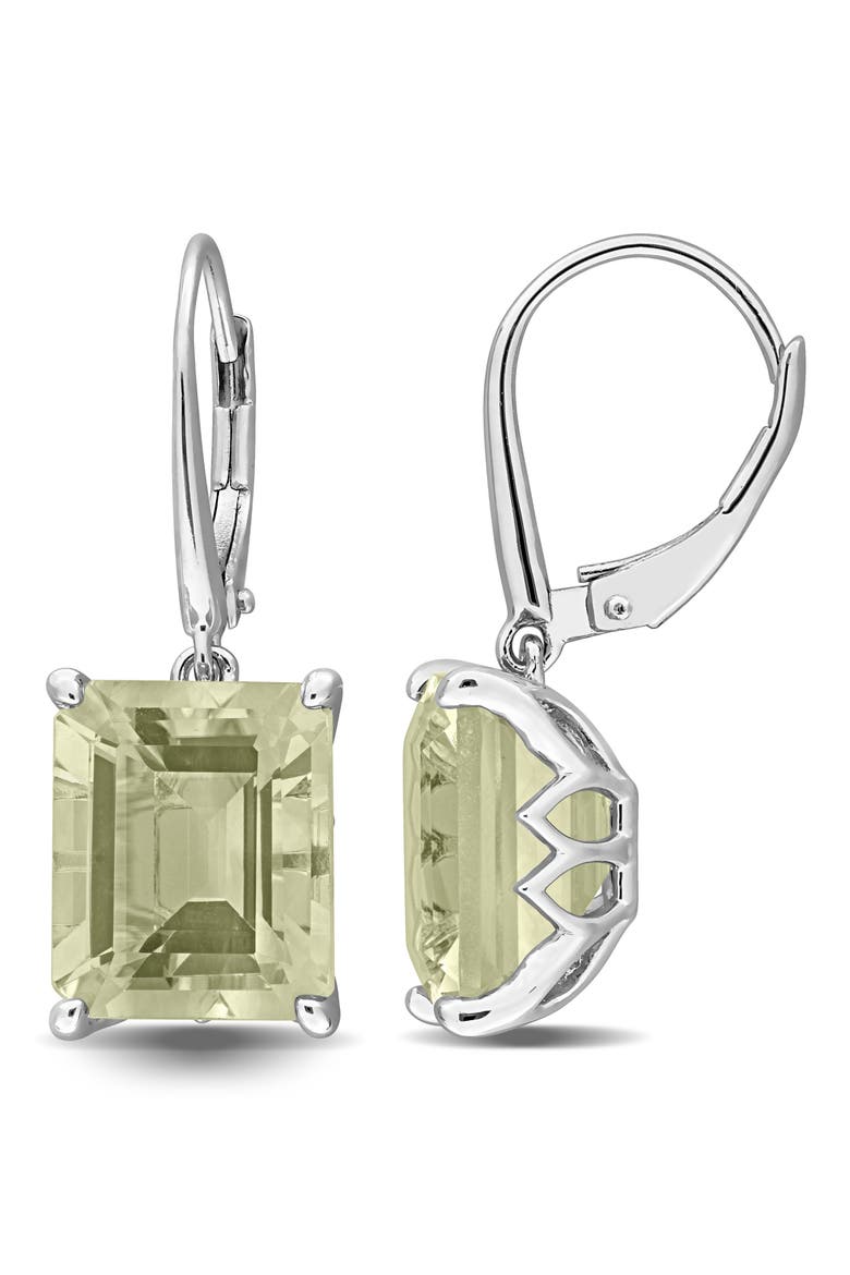 Octagon Cut Green Quartz Drop Earrings, Main, color, GREEN