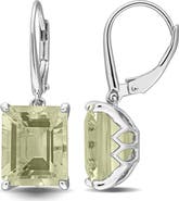 DELMAR Octagon Cut Green Quartz Drop Earrings