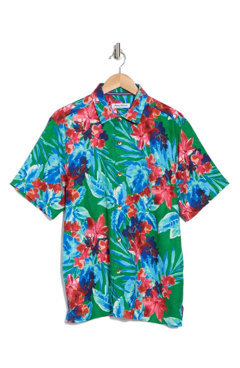 Tommy Bahama Painterly Botanic Floral Short Sleeve Silk Button-Up Shirt, Alternate, color, 