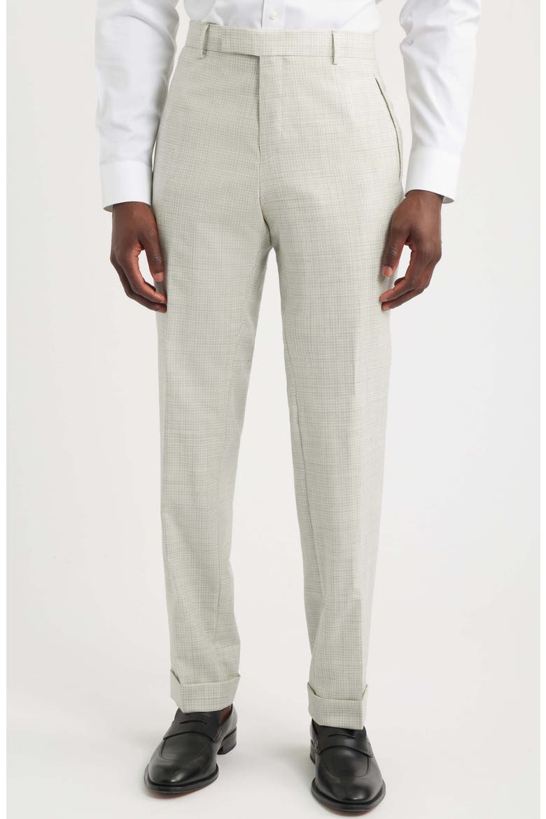 Huge Slim Fit Tan & Grey Microcheck Virgin Wool Suit, Alternate, color, OPEN GREY