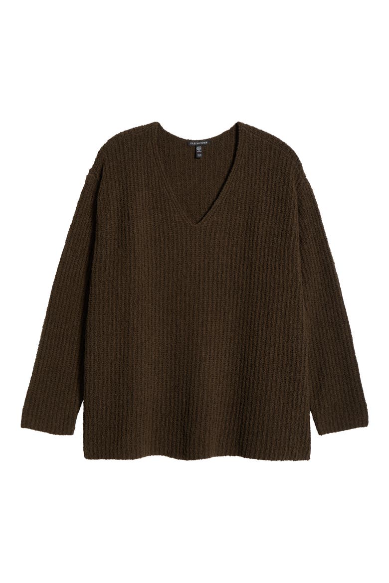V-Neck Organic Cotton & Cashmere Blend Sweater, Alternate, color, WREN