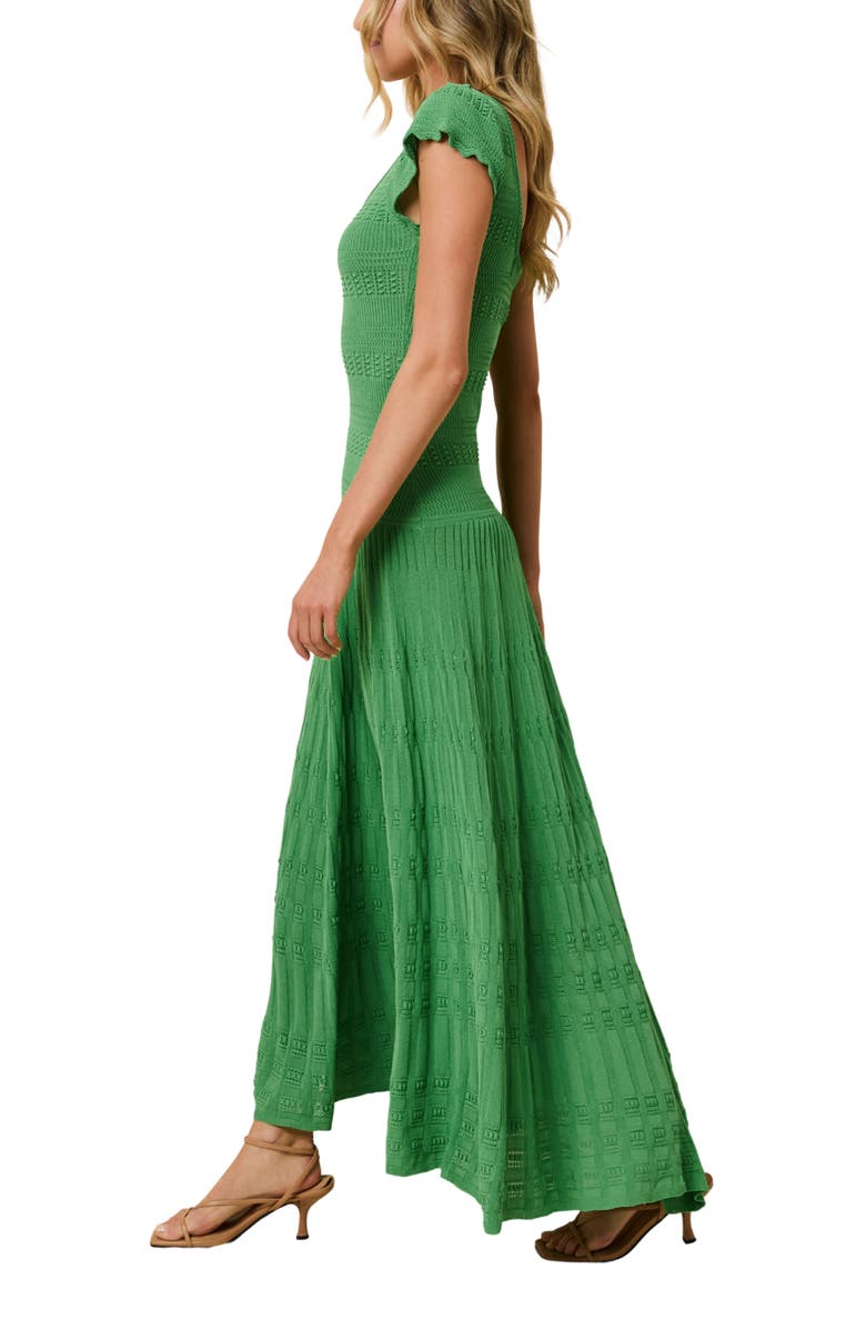 Solid & Striped The Belle Rib Knit Fit & Flare Midi Dress, Alternate, color, Turtle Green