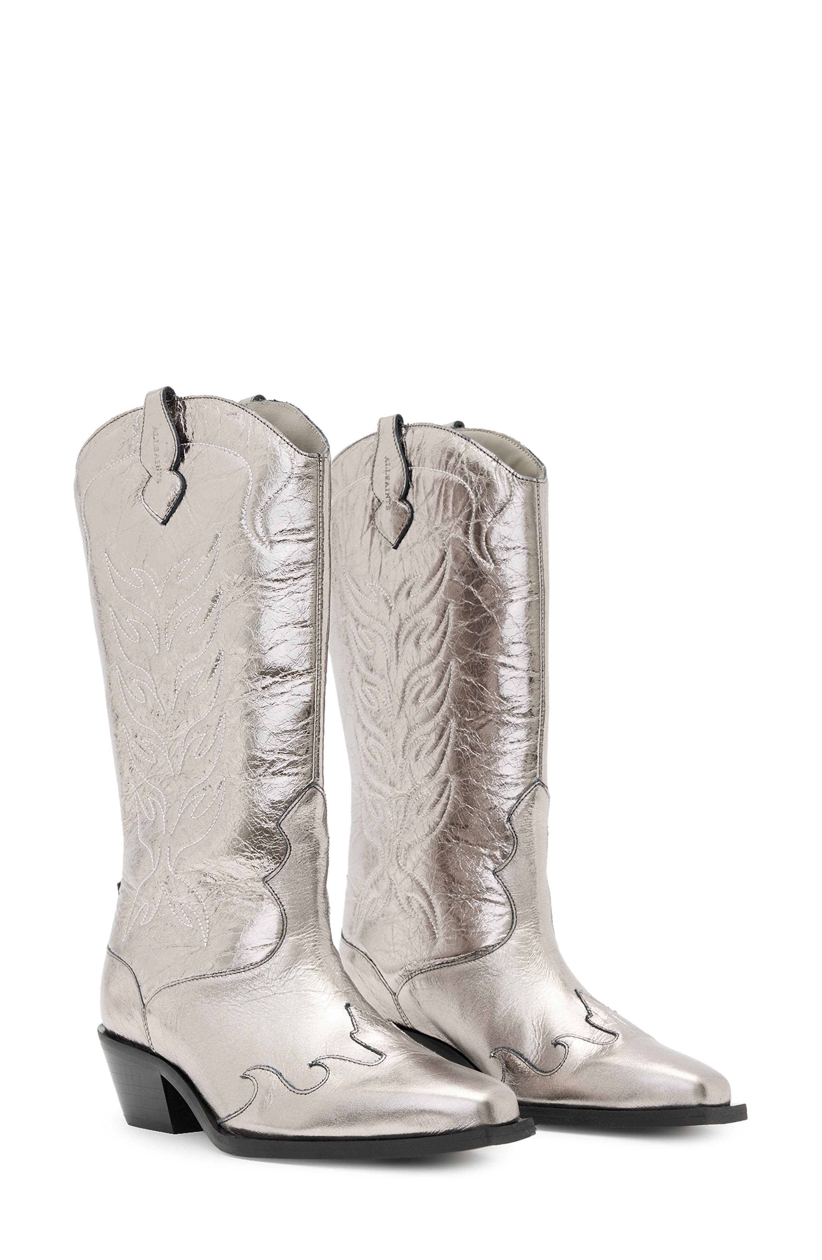 AllSaints Dolly Cowboy Boot, Main, color, Gunmetal Grey