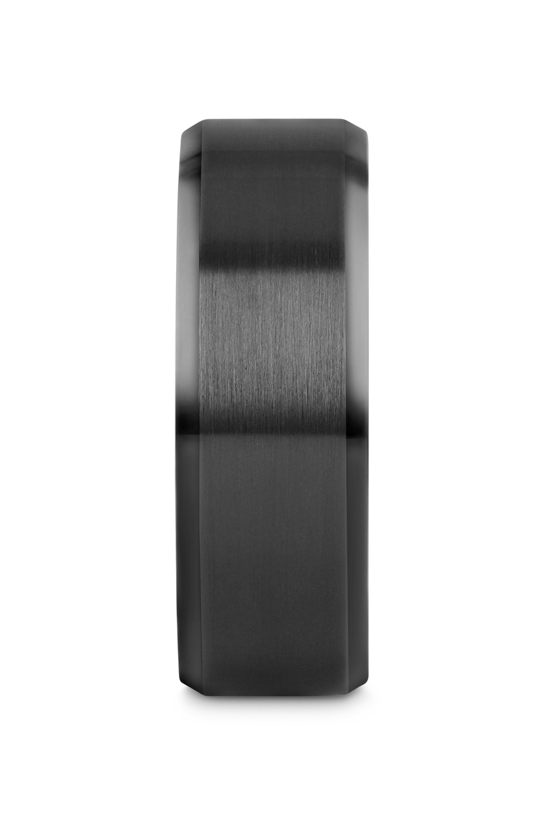 Yorkshire Brushed Ceramic Wedding Band With Polished Beveled Edges, Alternate, color, Black 8mm