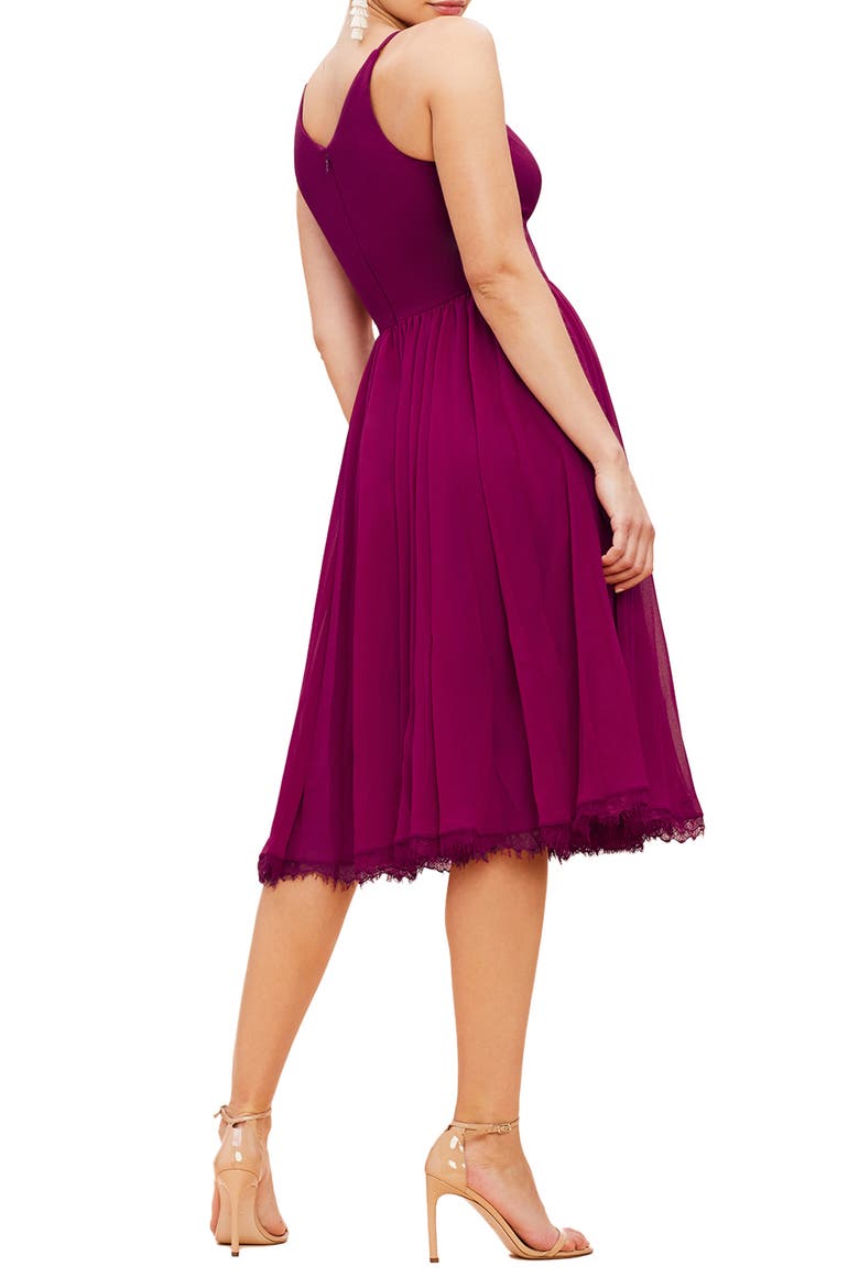 Alicia Mixed Media Midi Dress, Alternate, color, DARK MAGENTA