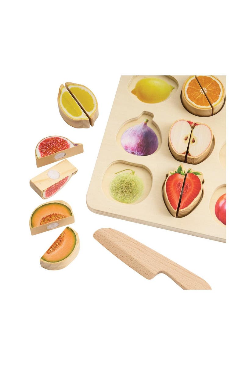 Kaplan Early Learning Company Wooden Slice & Match Fruit Puzzle, Alternate, color, Beige