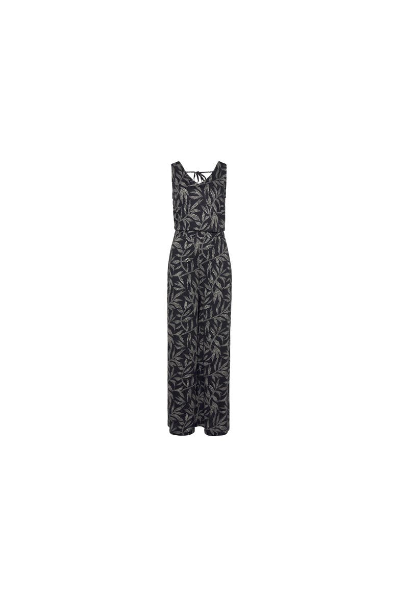Printed Tie Back Jumpsuit, Alternate, color, Black & Sand