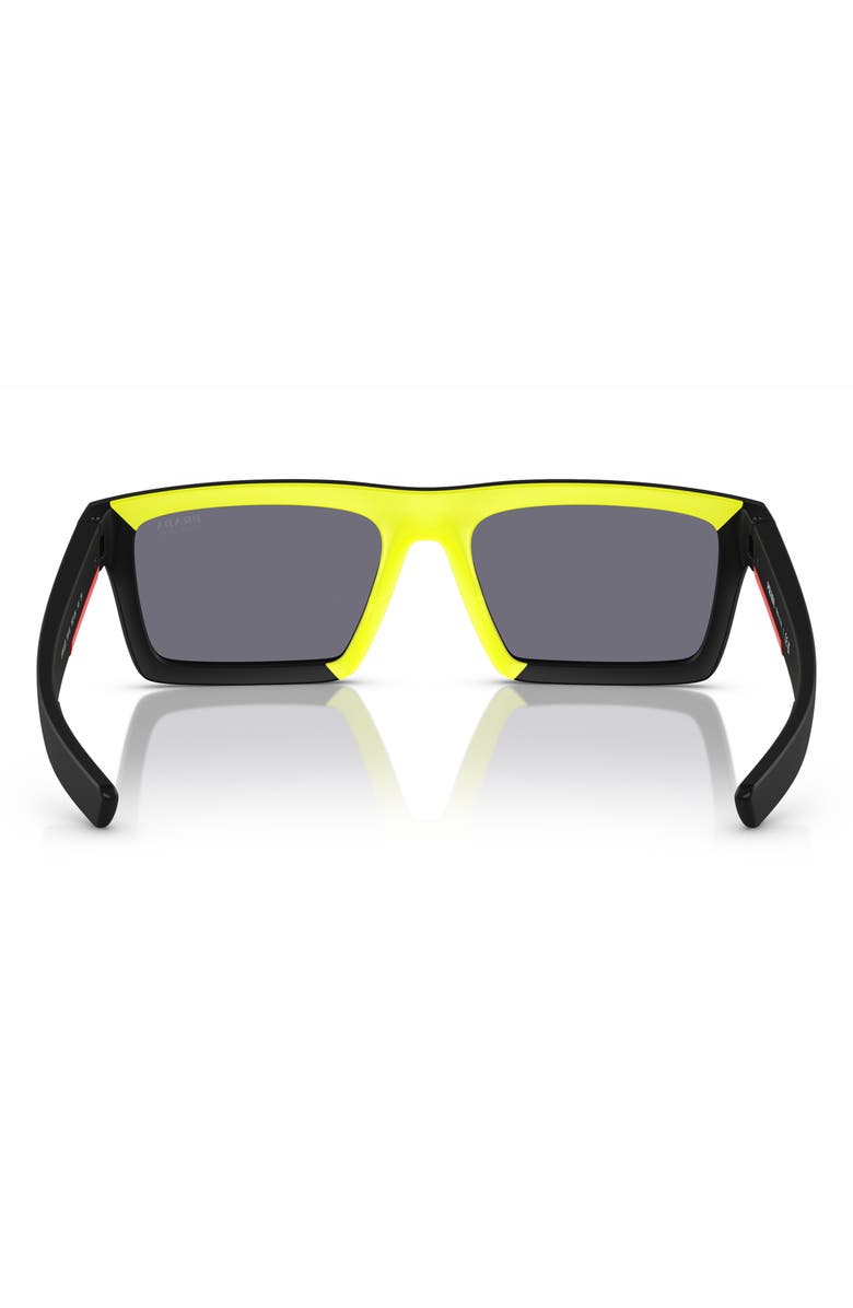 Prada Linea Rossa 55mm Rectangular Sunglasses, Alternate, color, Dark Grey