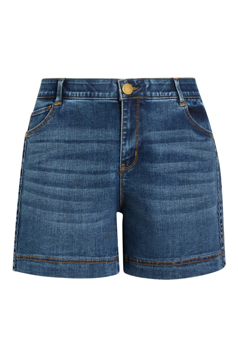 Gracie High Waist Cotton Blend Denim Shorts, Alternate, color, MID BLUE