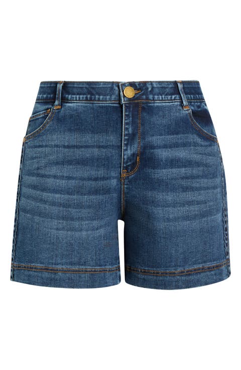 Gracie High Waist Cotton Blend Denim Shorts (Plus)