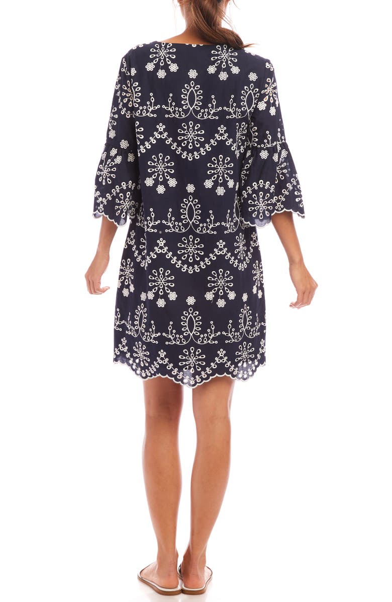 Karen Kane Eyelet Embroidery Shift Dress, Alternate, color, Navy