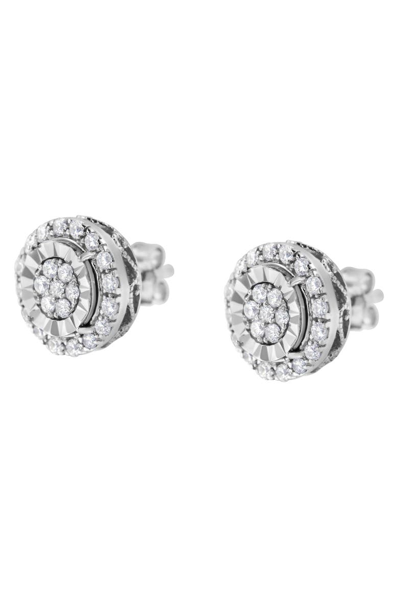 Silver Diamond Cluster Earrings, Alternate, color, White
