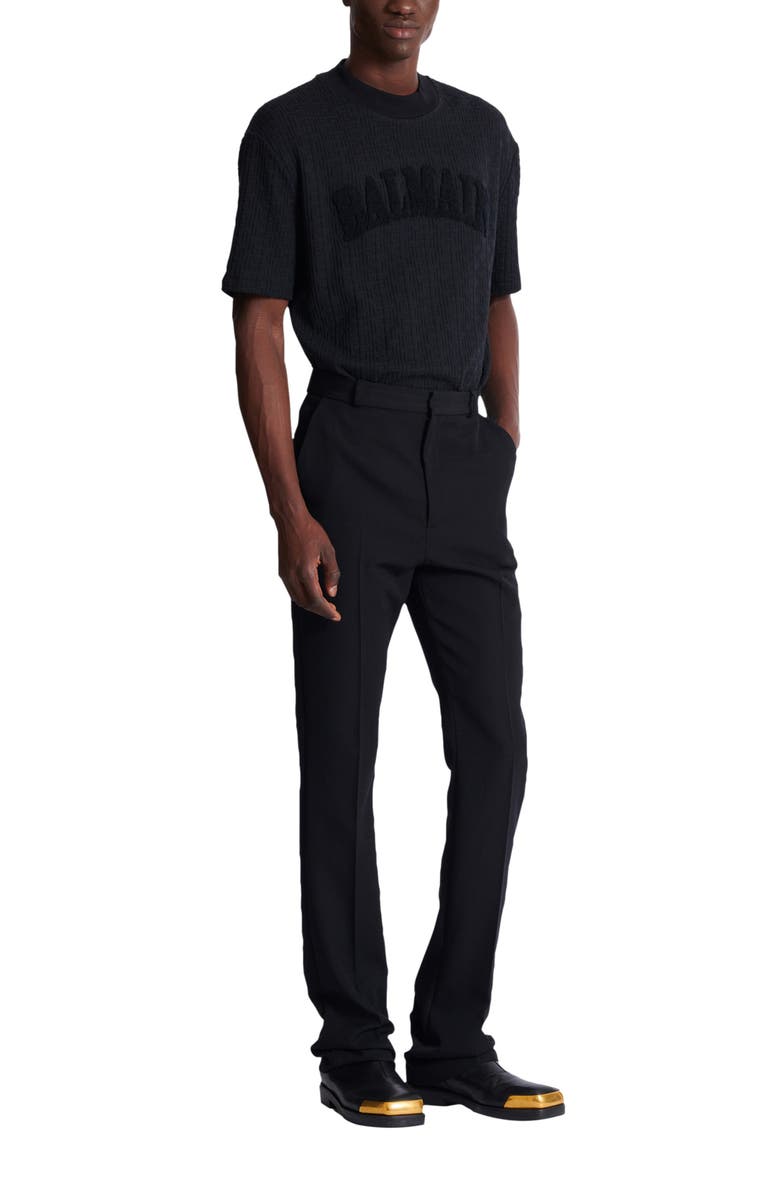Balmain Wool darted trousers, Alternate, color, Black