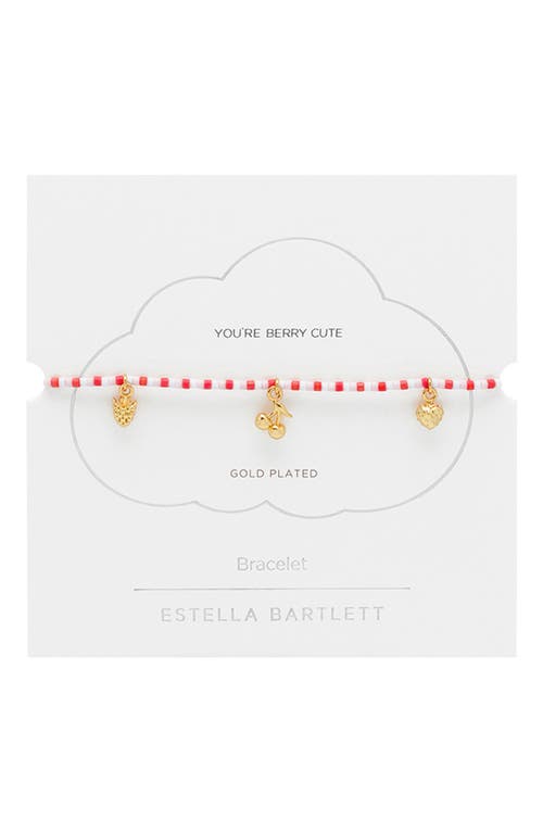 Estella Bartlett Fruity Miyuki Charm Bead Slider Bracelet In White