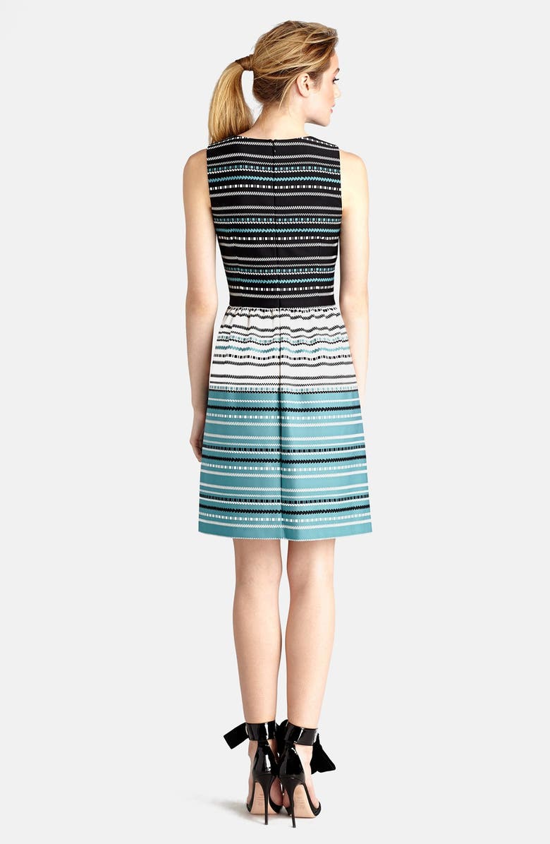 Donna Morgan Print Scuba Layered Bodice Fit & Flare Dress, Alternate, color, 