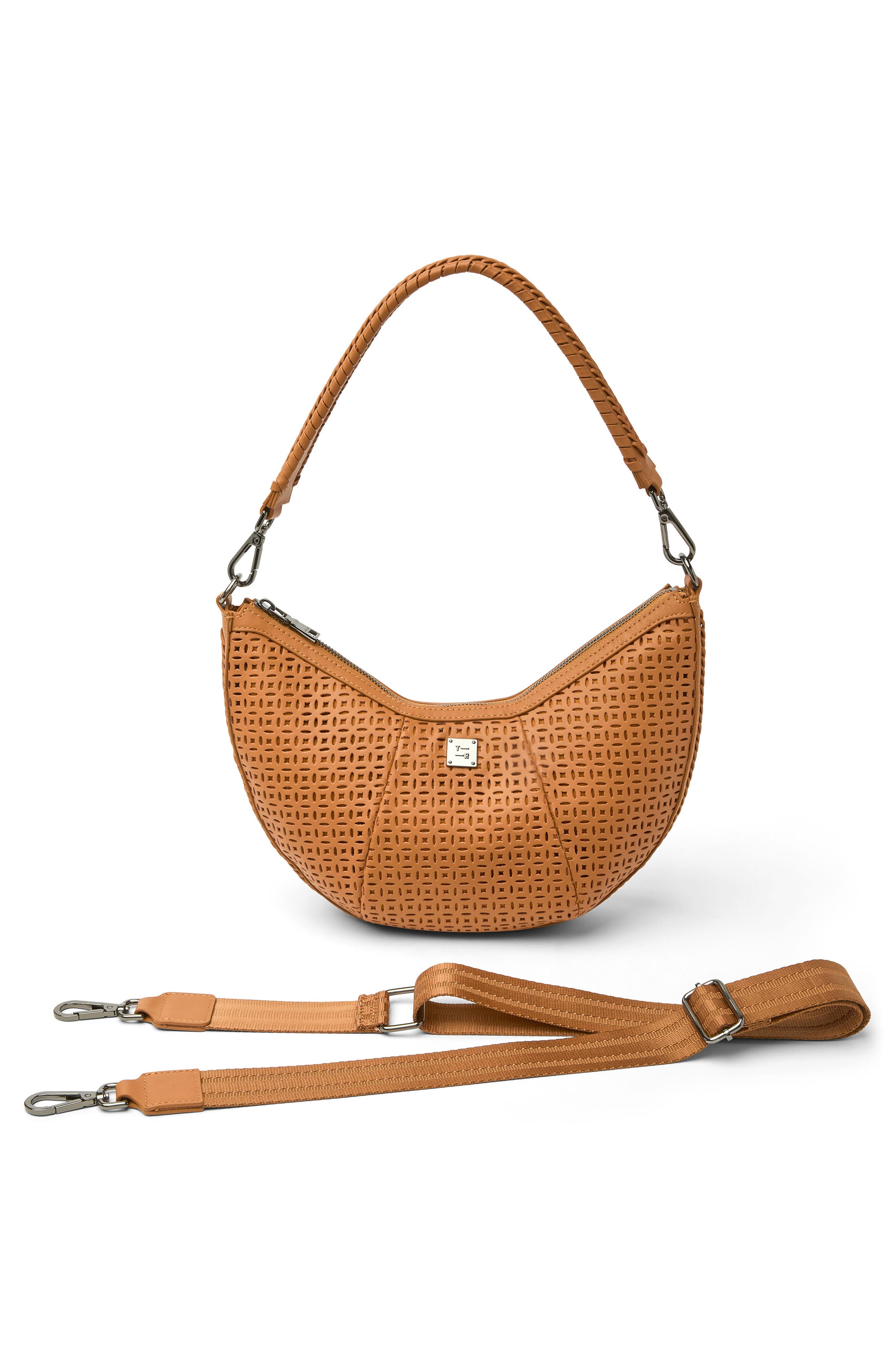 THINK ROYLN Posh Leather Shoulder Bag, Alternate, color, Terracotta Perforated Leather