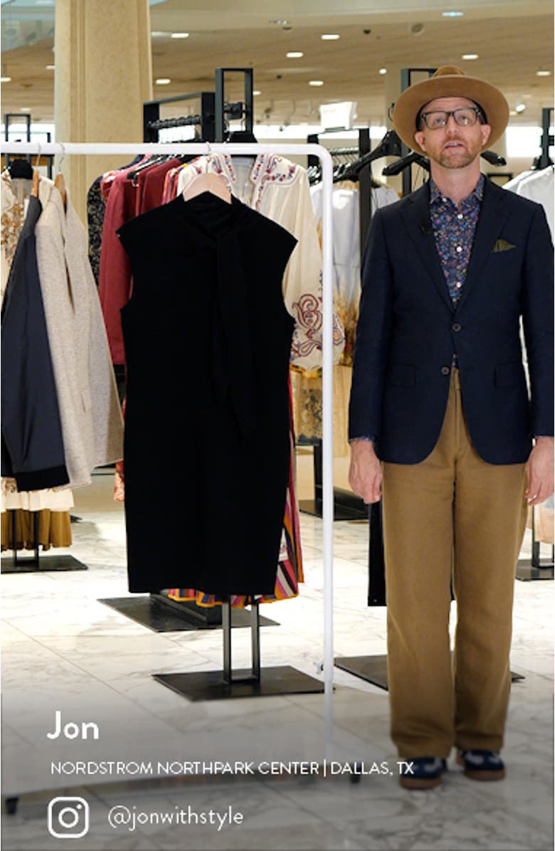 Scarf Detail Sleeveless Crepe Sheath Dress, sales video thumbnail