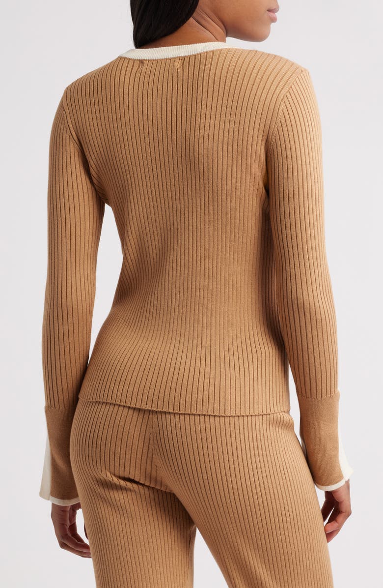 Petal & Pup Lizbeth Tipped Detail Rib Sweater, Alternate, color, Medium Brown