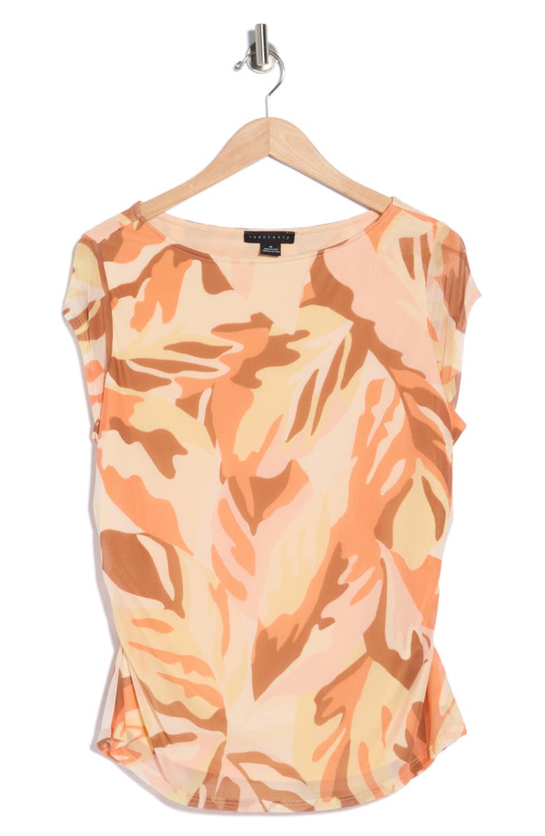 Sanctuary Meet You There Cap Sleeve Mesh Top, Main, color, Exotic Elixir Orange