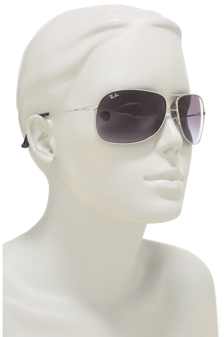 64mm Aviator Sunglasses, Alternate, color, SILVER