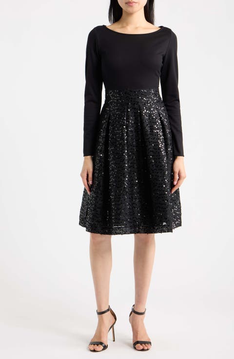 Mixed Media Long Sleeve Dress