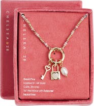 Chelsea28 Demi Fine Cubic Zirconia Bead Lock Charm Necklace