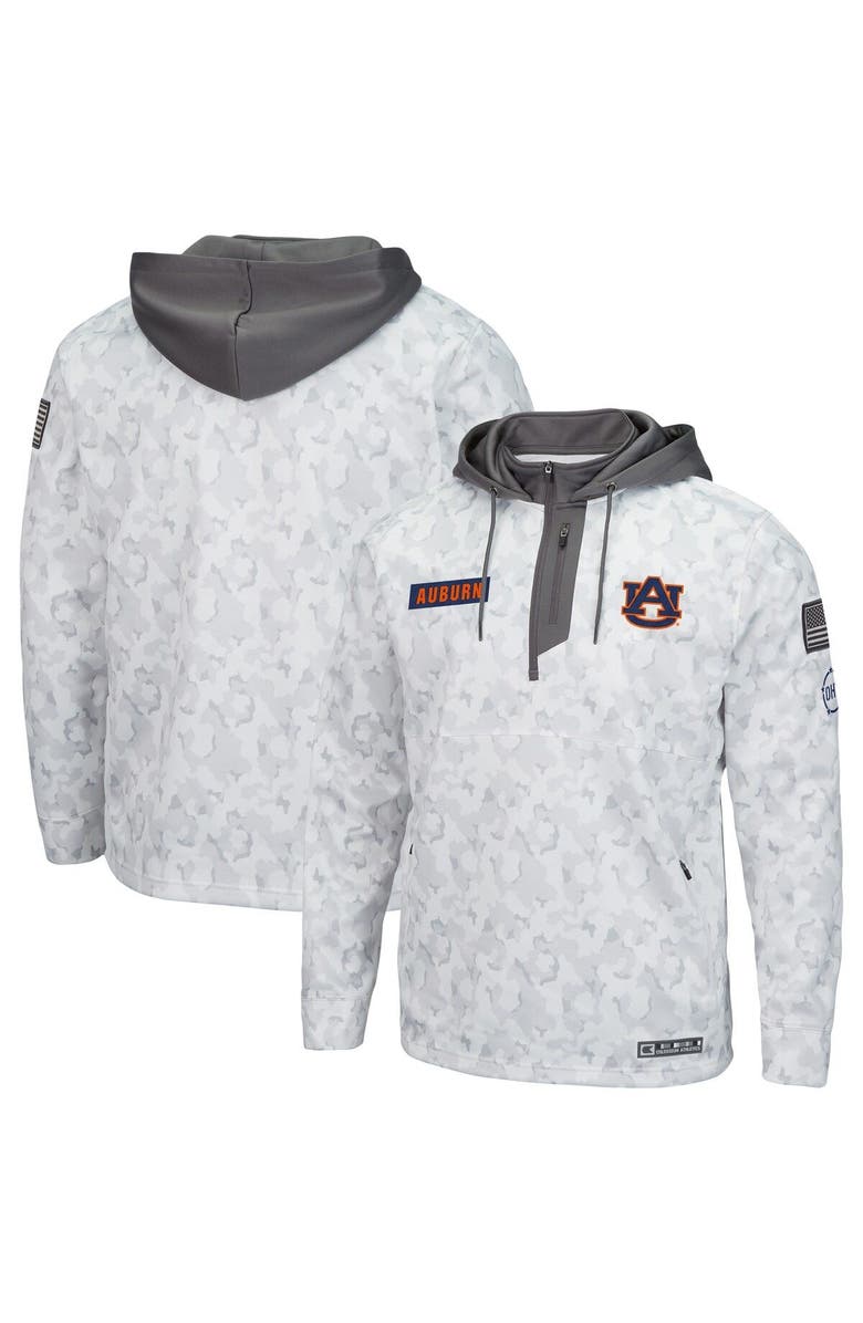 COLOSSEUM Men's Colosseum Arctic Camo Auburn Tigers OHT Military Appreciation Quarter-Zip Hoodie, Main, color, Arctic Camo