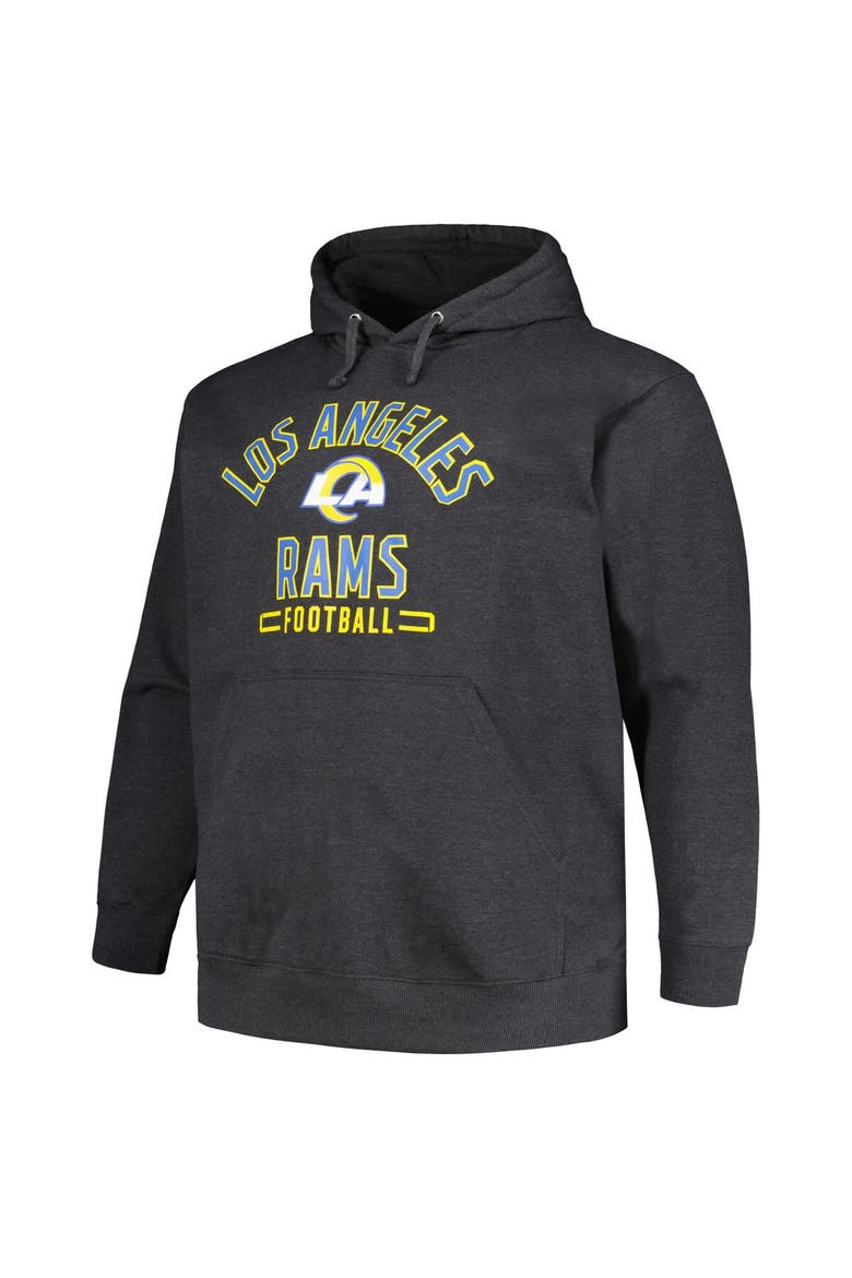 Men's Fanatics Branded Heather Charcoal Los Angeles Rams Big & Tall Pullover Hoodie, Alternate, color, Heather Charcoal