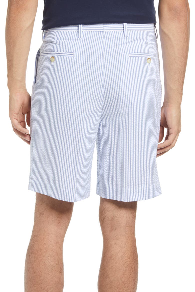 Pleated Seersucker Shorts, Alternate, color, LIGHT BLUE