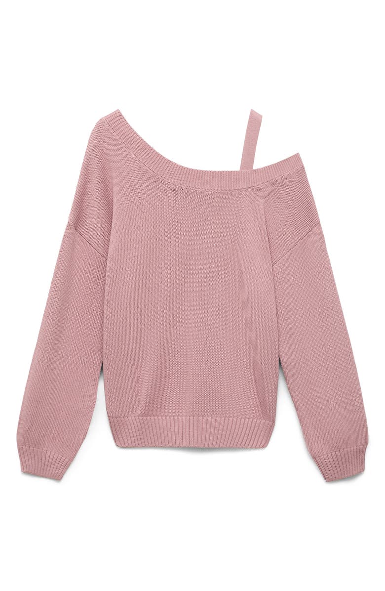 MANGO TEEN Off the Shoulder Cotton Sweater, Alternate, color, Pale Pink