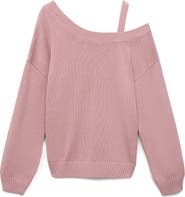 MANGO TEEN Off the Shoulder Cotton Sweater