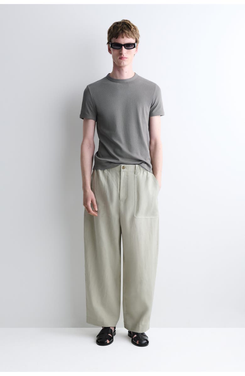 COS Linen Relaxed-fit Barrel-leg Trousers, Main, color, Gray