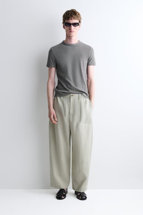 Linen Relaxed-fit Barrel-leg Trousers