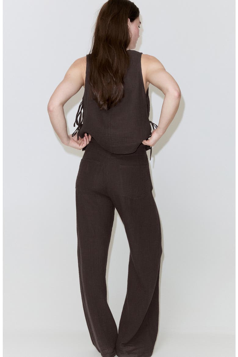 Crinkled Cotton Balloon Pants, Alternate, color, CHOCOLATE