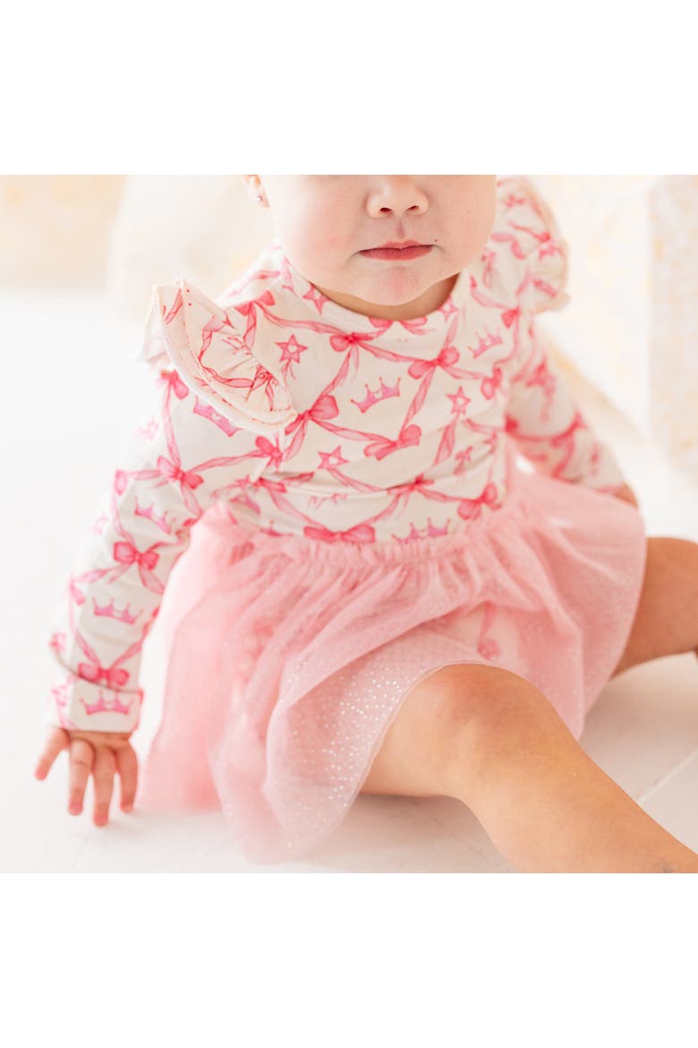 Princess Trellis Long Sleeve Tutu Bodysuit, Alternate, color, Pink