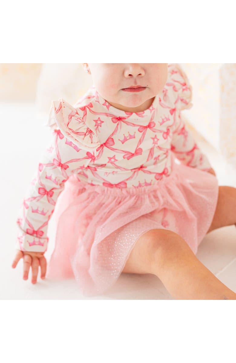 Sweet Wink Princess Trellis Long Sleeve Tutu Bodysuit, Alternate, color, Pink