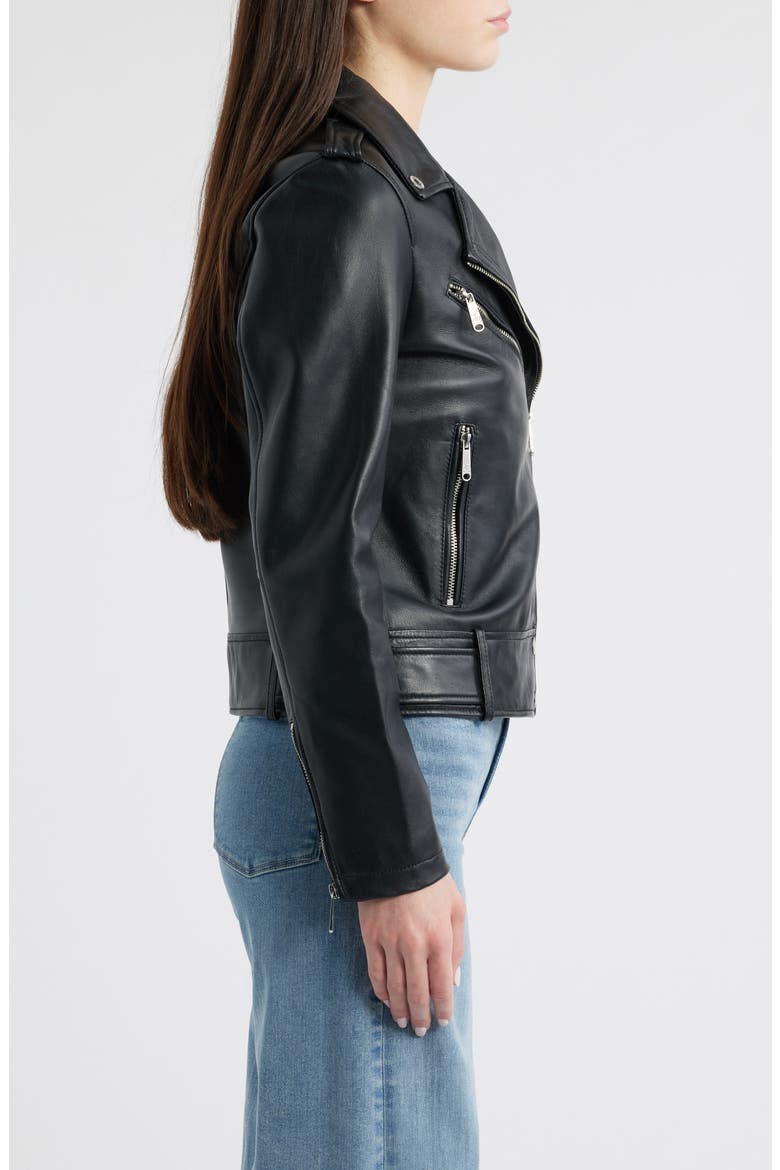Lambskin Moto Jacket, Alternate, color, BLACK
