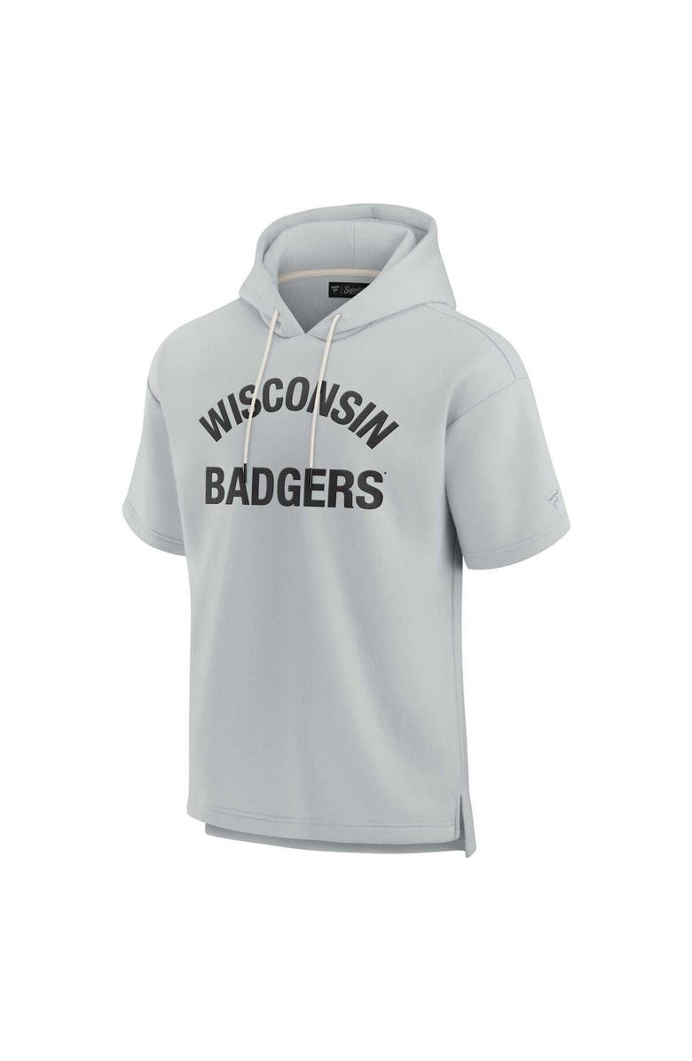 Fanatics Signature Unisex Fanatics Signature Gray Wisconsin Badgers Elements Super Soft Fleece Short Sleeve Pullover Hoodie, Alternate, color, Gray