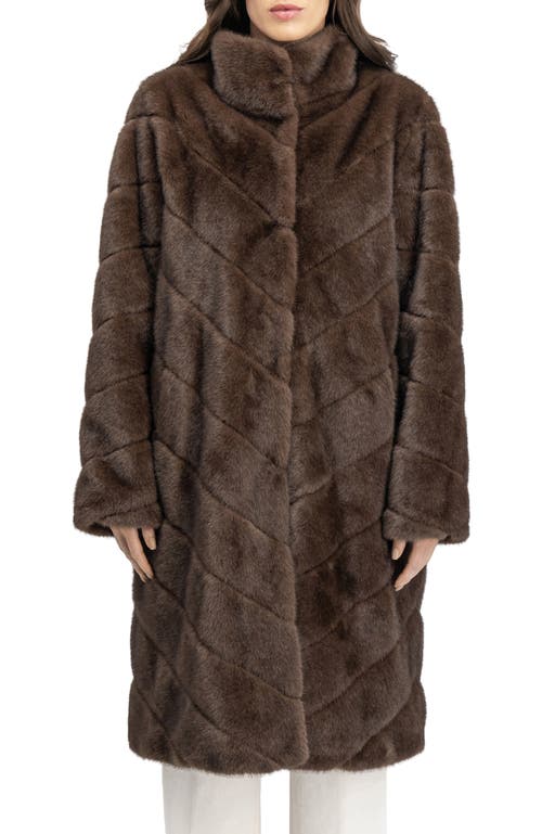 Lyla Grant Fur-free Mink (faux Fur) Short Coat In Brown