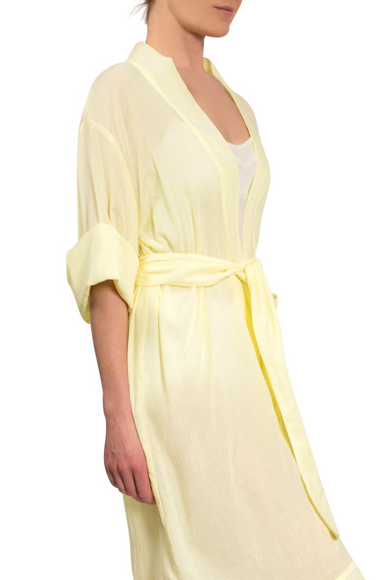 Short Tie Waist Robe, Alternate, color, LIMONCELLO