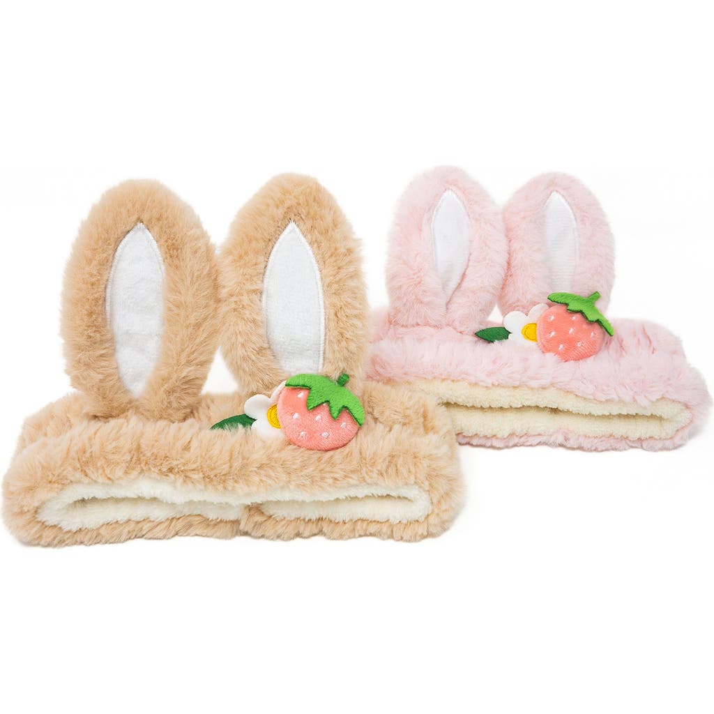 Puttisu 2pc Plush Spa Headband Set in Bunny Bunny Set -Beige/pink  product
