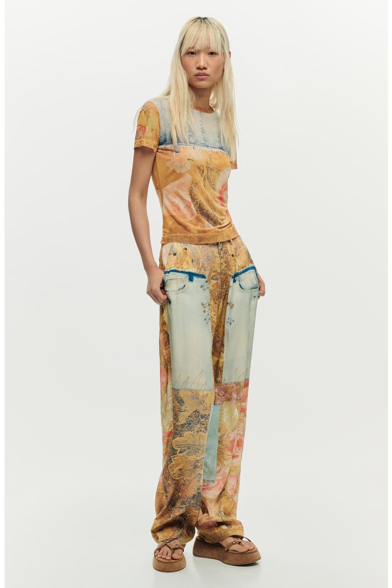 Straight Leg Patchwork Pants, Alternate, color, MEDIUM BEIGE