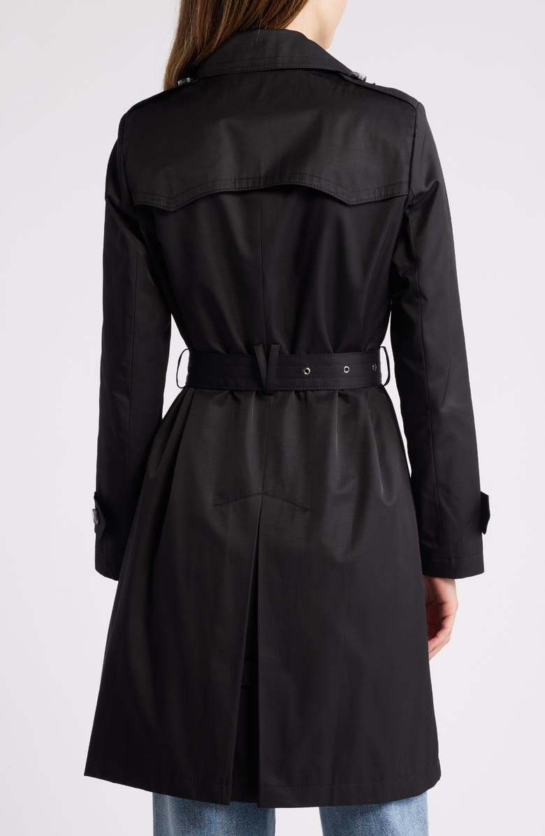 Via Spiga Water Resistant Cotton Blend Trench Coat, Alternate, color, Black