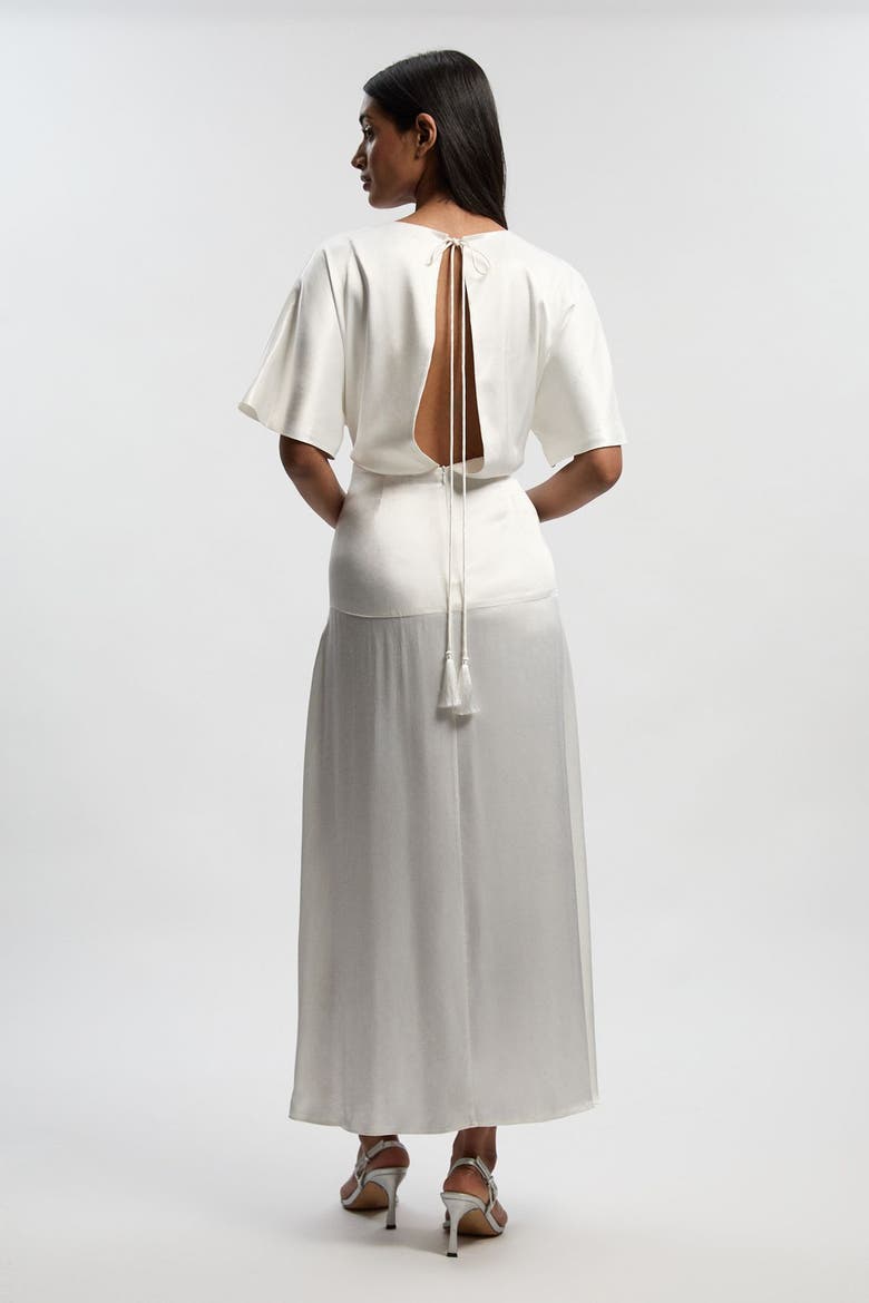 Satin Twist Midaxi Dress, Alternate, color, Ivory
