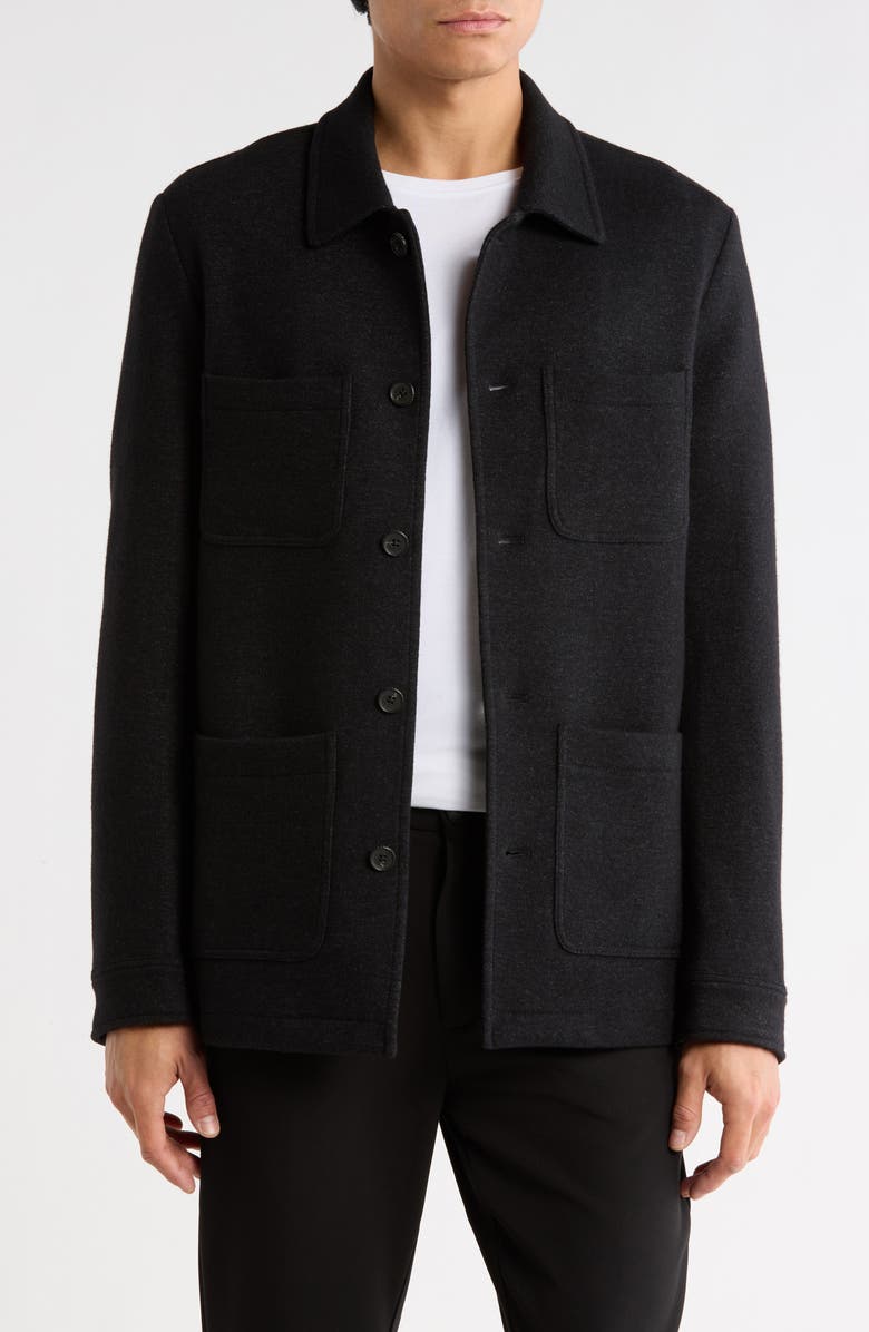 Robert Barakett Lida Wool Blend Overshirt, Main, color, Black