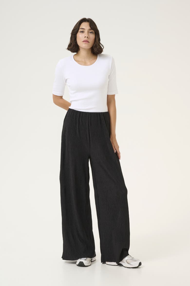 KAiben Wide Legs Elastic Waist Trousers, Alternate, color, Black Deep