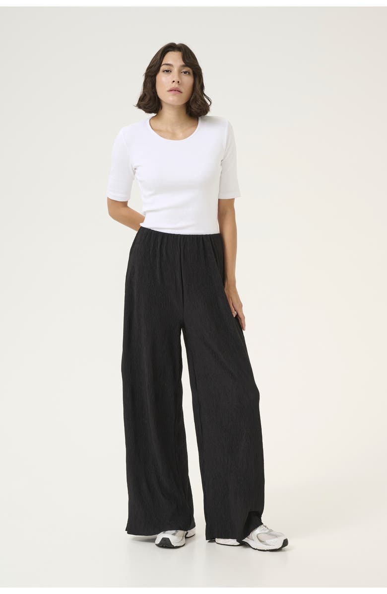 Kaffe KAiben Wide Legs Elastic Waist Trousers, Alternate, color, Black Deep