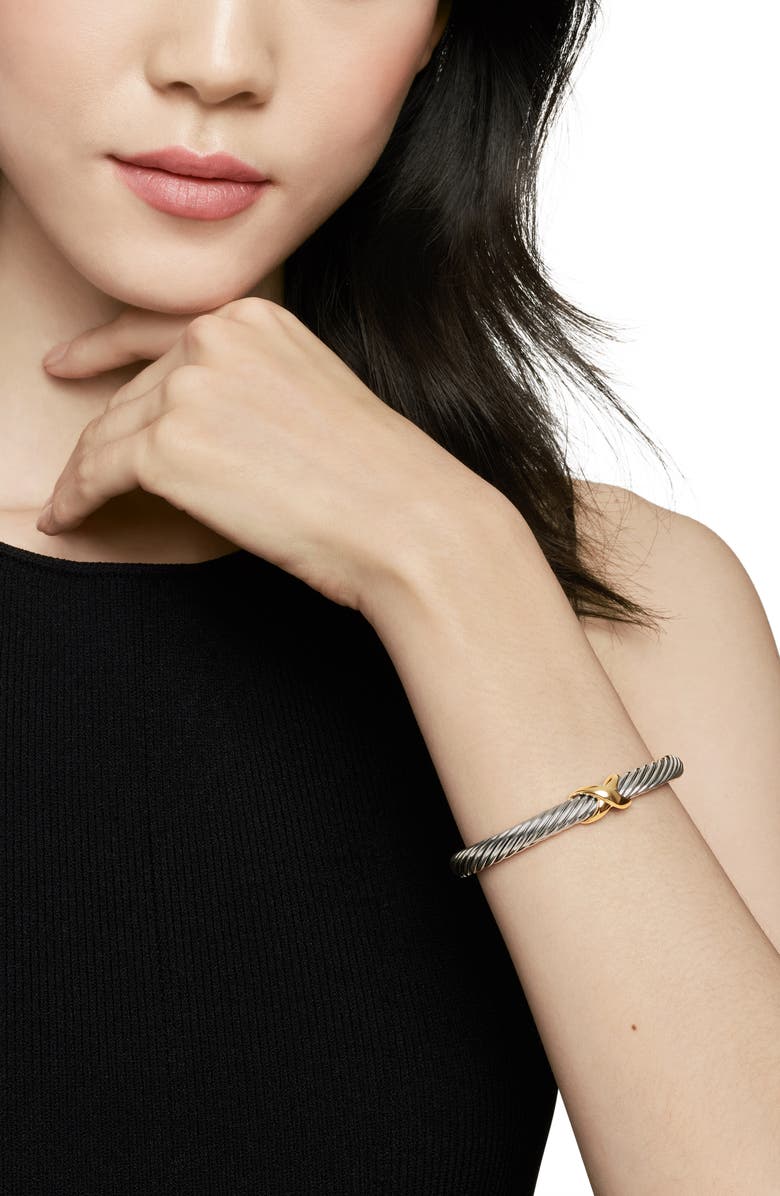 David Yurman X Classic Cable Station Bracelet in Silver with 14K Gold, 7mm, Alternate, color, Silver/ 14K Gold