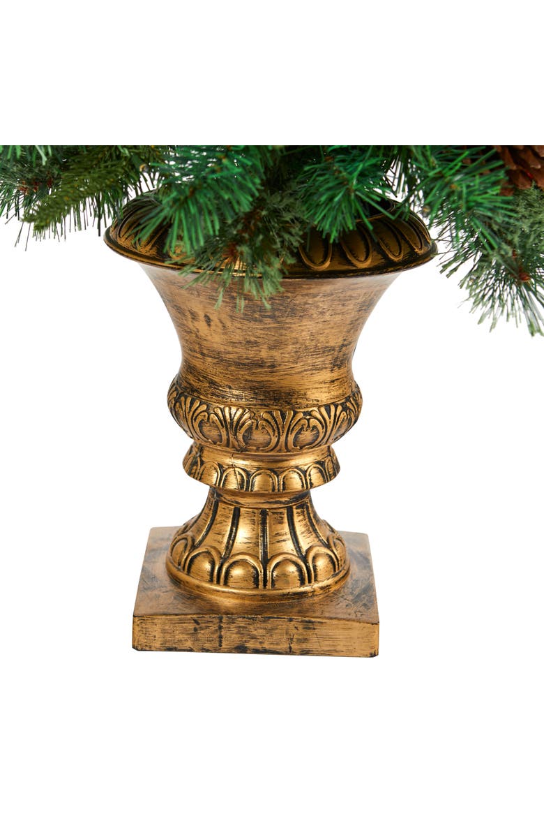 NEARLY NATURAL 4-ft Pine, Pinecone and Berries Artificial Christmas Tree in Decorative Urn, Alternate, color, Green